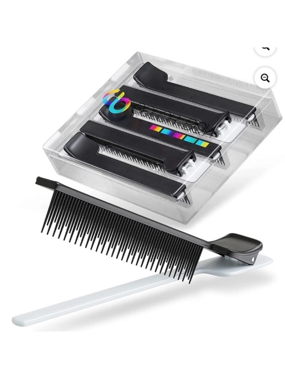 Black Color Bow Teasing Clip Comb Black 5 Pack